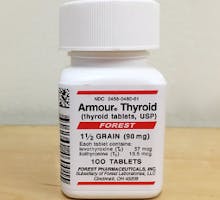 a bottle of Armour thyroid pills provide combination therapy for hypothyroidism