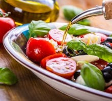 Mediterranean diet salad with olive oil