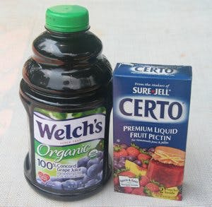grape juice with pectin, certo and grape juice
