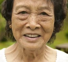 elderly Chinese woman with wrinkles