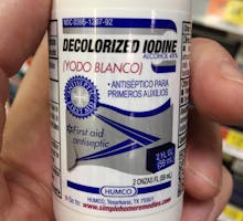 Bottle of Decolorized Iodine (yodo blanco) antiseptic