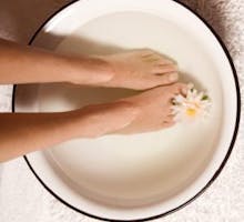 foot bath at a day spa in a bowl