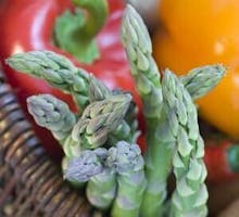 fresh vegetables: peppers and asparagus