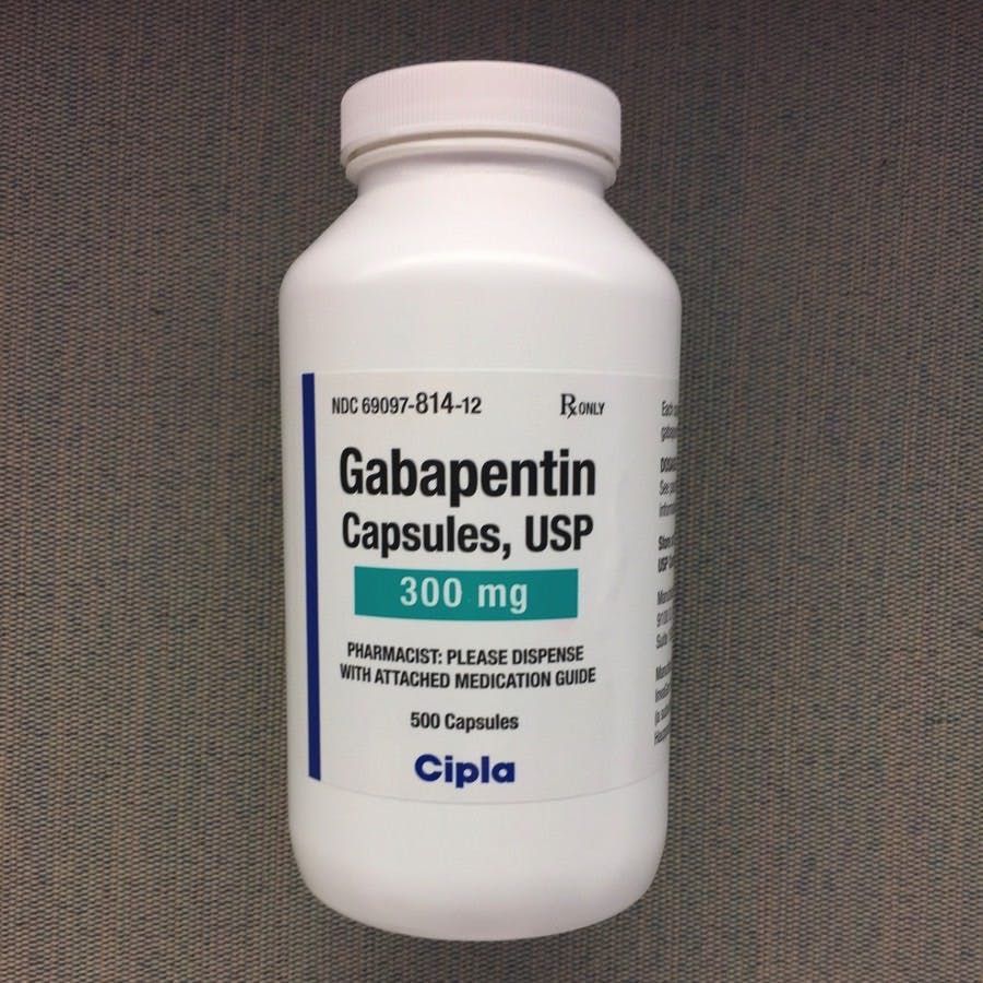 Gabapentin pills in a bottle, 300mg