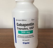 Bottle of Gabapentin capsules, 300mg