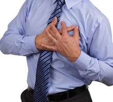Businessman with chest pain