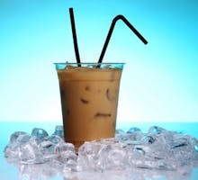 iced cappuccino drink with straws