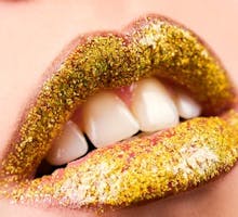 lips with gold liptsick