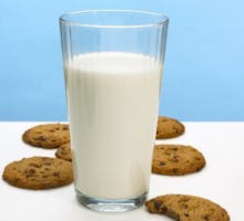 glass of milk and chocolate chip cookies
