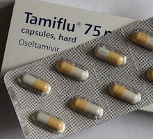 Tamiflu box and capsules for protecting yourself from the flu