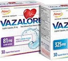 two boxes of Vazalore aspirin, 81 mg and 325 mg