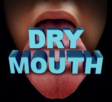 3D illustration of a tongue with the words dry mouth superimposed