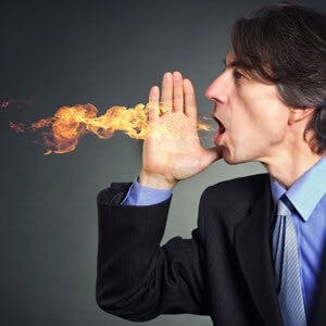 man with burning mouth syndrome breathing fire