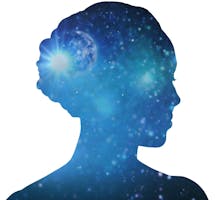 blue woman silhouette of space